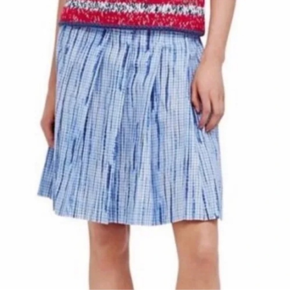 Tory Burch Shibori Dip-Dye Cotton Poplin Skirt |Pleated Midi - Size 2